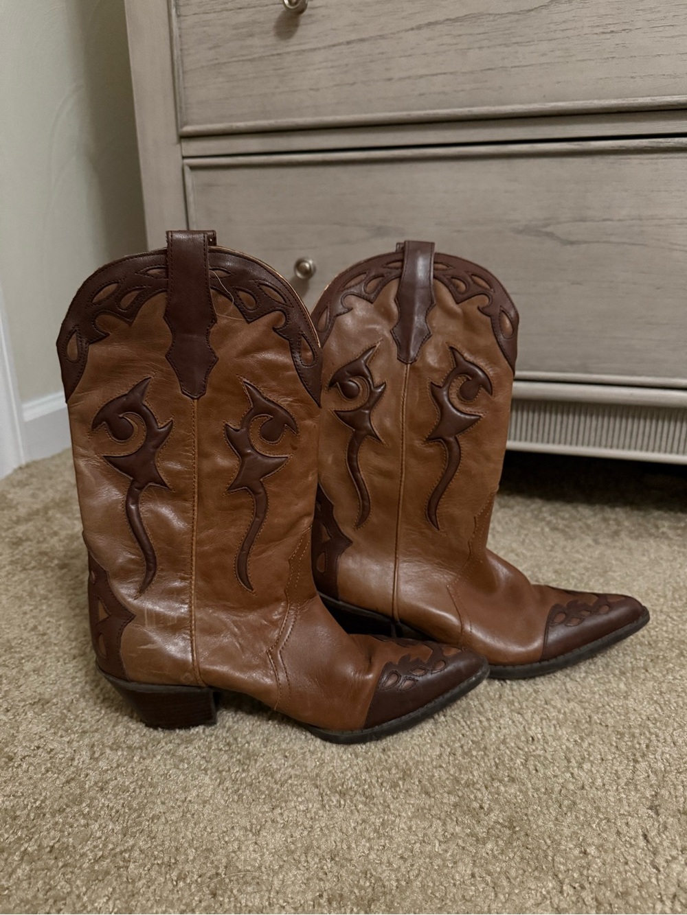 Reba McEntire Collins Brown Leather Western Boots Sz 7.5